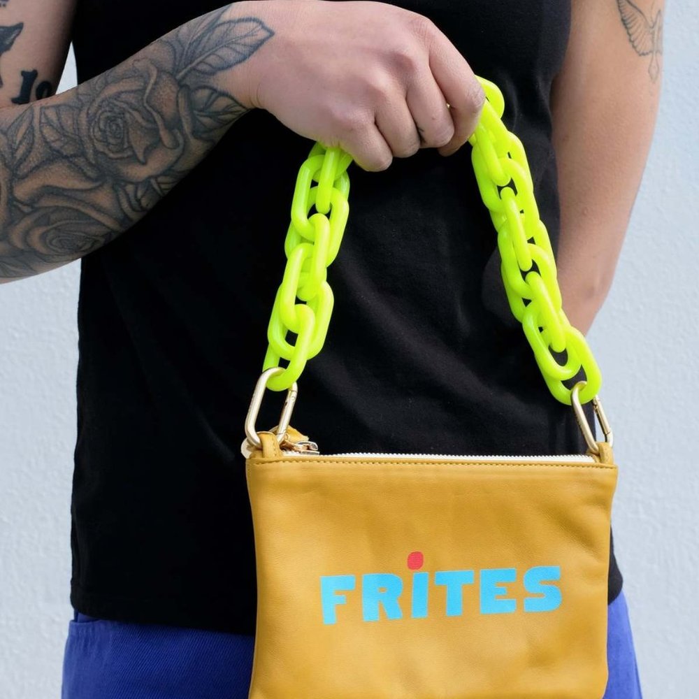 *RARE* CLARE V SHORTIE STRAP NEON YELLOW RESIN